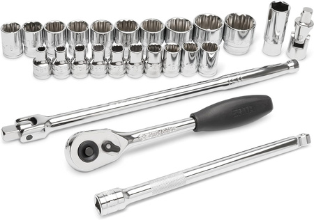 SATA zestaw 25 kluczy nasadowych 1/2" w metalowej kasetce z grzechotką