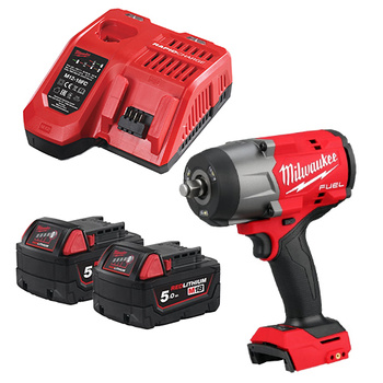 Milwaukee Zestaw Klucz Udarowy M18FHIW2F12 + 2 akumulatory 5Ah + szybka ładowarka