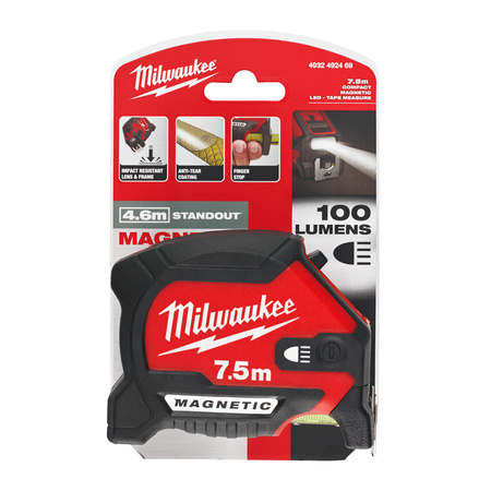 MILWAUKEE miara zwijana magnetyczna LED 7,5 m