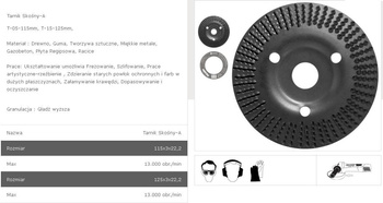 TARNIK SKOŚNY NA SZLIFIERKĘ KĄTOWĄ T15 125x22,2