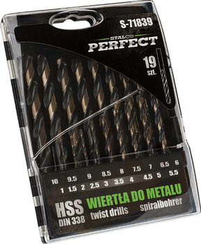 Stalco wiertła do metalu Hss komplet 19 sztuk S-71839