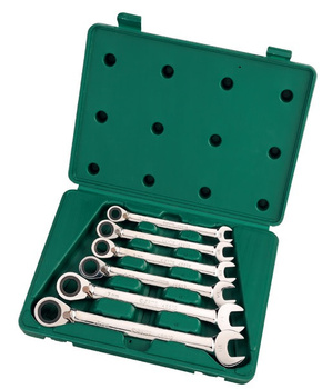 Sata zestaw 6 kluczy płasko-oczkowych z szybką zmianą kierunku i grzechotką