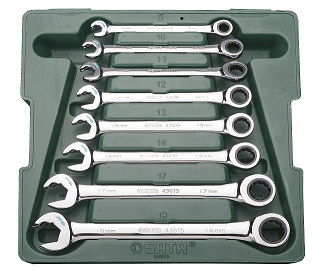 Sata zestaw 8 kluczy płasko-oczkowych z podwójną grzechotką