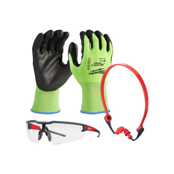 Milwaukee zestaw BHP rękawiczki stopery okulary 10 XL 4932492065