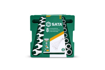 Sata zestaw 8 kluczy płasko-oczkowych z grzechotką