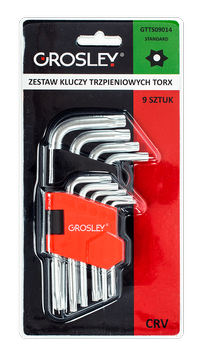 GROSLEY ZESTAW KLUCZY TRZPIENIOWYCH TORX DŁ. STANDARD - 9 SZT.
