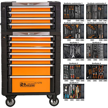 Wózek warsztatowy Richmann z Nadstawką C1274 komplet z wyposażeniem 337 elementów