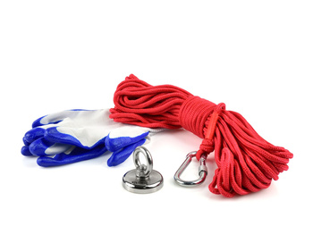 Magnes neodymowy 50kg z liną 20m + rękawice G02425